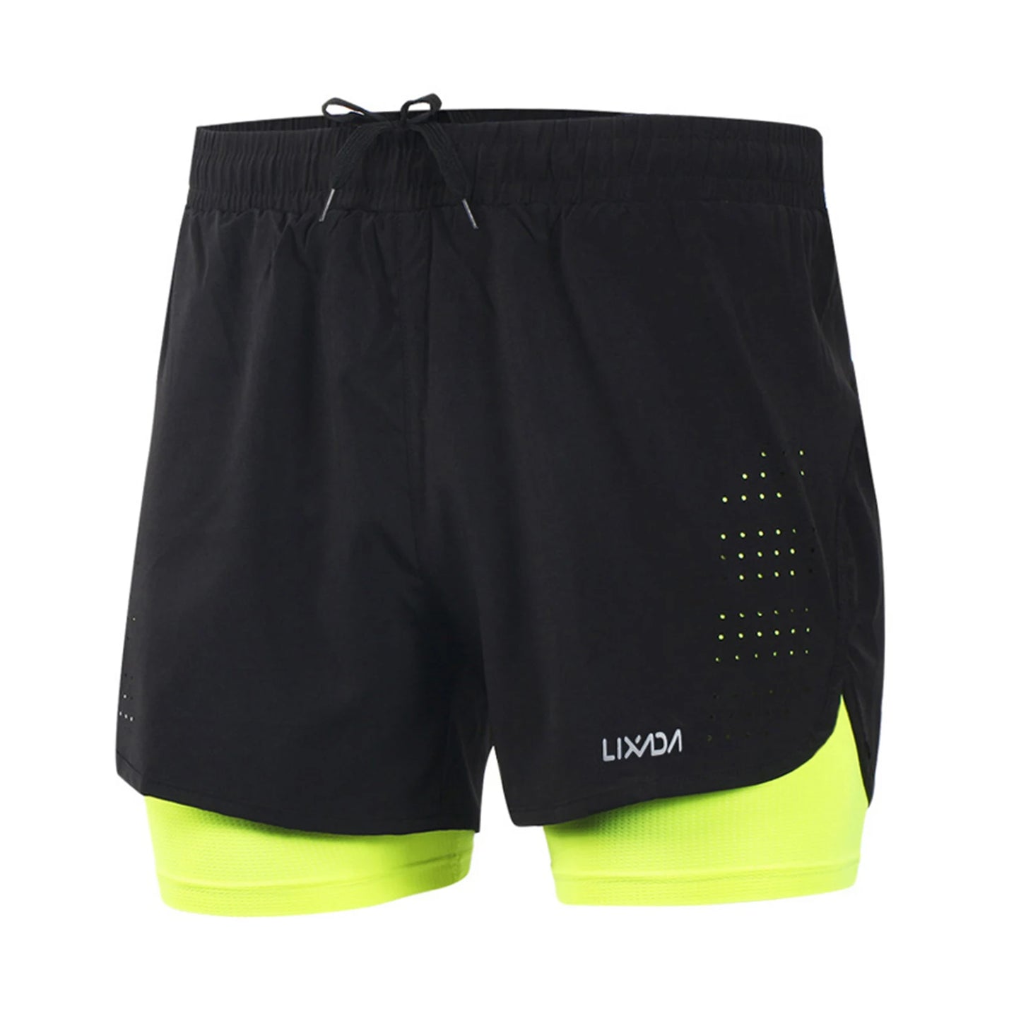 Lixada Men's 2-in-1 Running Shorts Quick Drying Breathable Active Training Exercise Jogging Cycling Shorts with Longer Liner