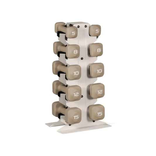 Tone Fitness Neoprene Dumbbell Set with Storage Rack Non-Slip Anti-Roll Hand Weights for Home Gym Workouts 20 lb 32 lb 50 lb 60