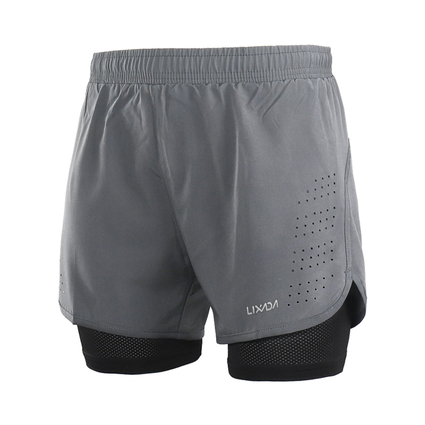 Lixada Men's 2-in-1 Running Shorts Quick Drying Breathable Active Training Exercise Jogging Cycling Shorts with Longer Liner
