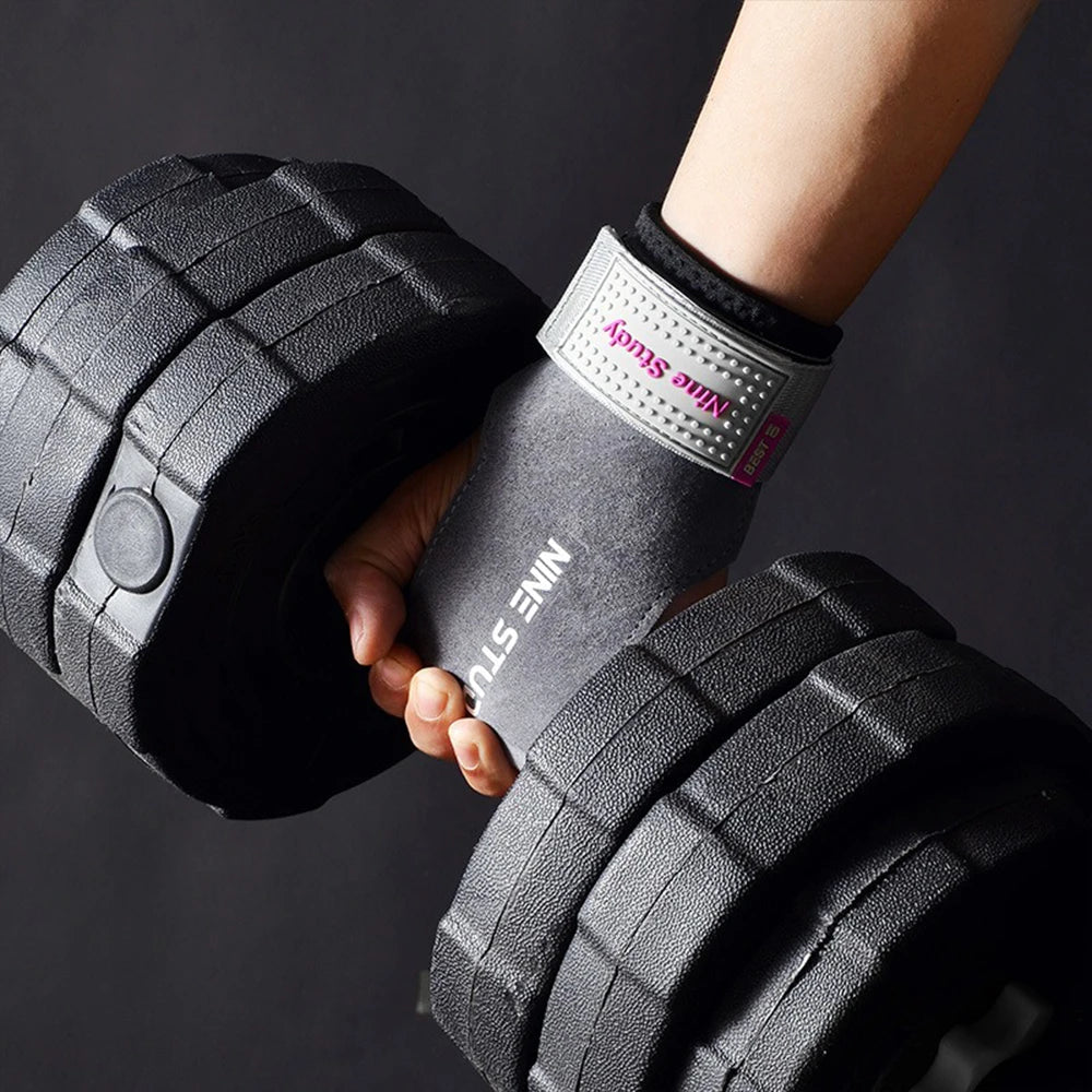 1 Pair Premium Anti-Slip Lifting Straps Grips Fitness Gloves for Gym Training Deadlifting Bodybuilding 3 layer Leather