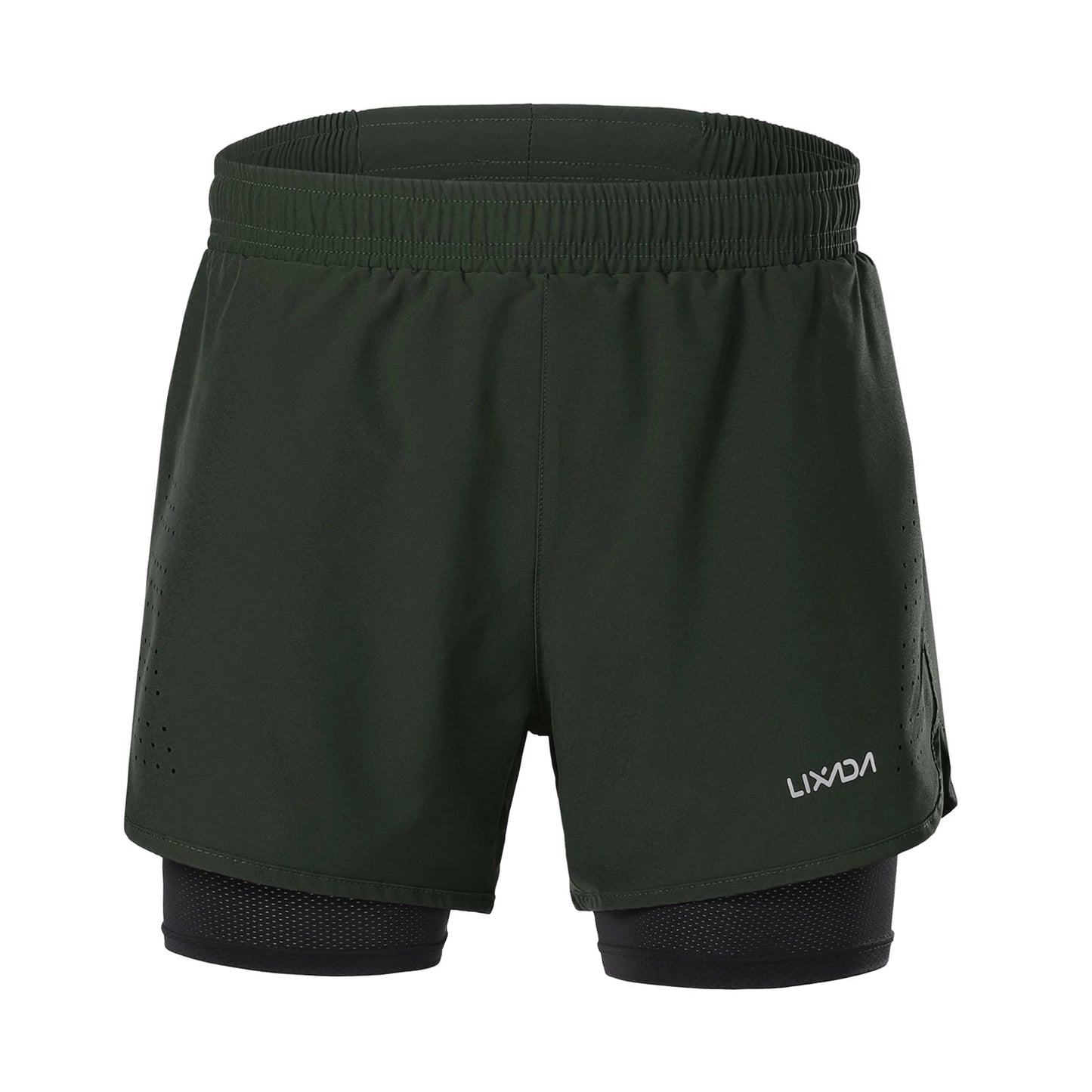 Lixada Men's 2-in-1 Running Shorts Quick Drying Breathable Active Training Exercise Jogging Cycling Shorts with Longer Liner