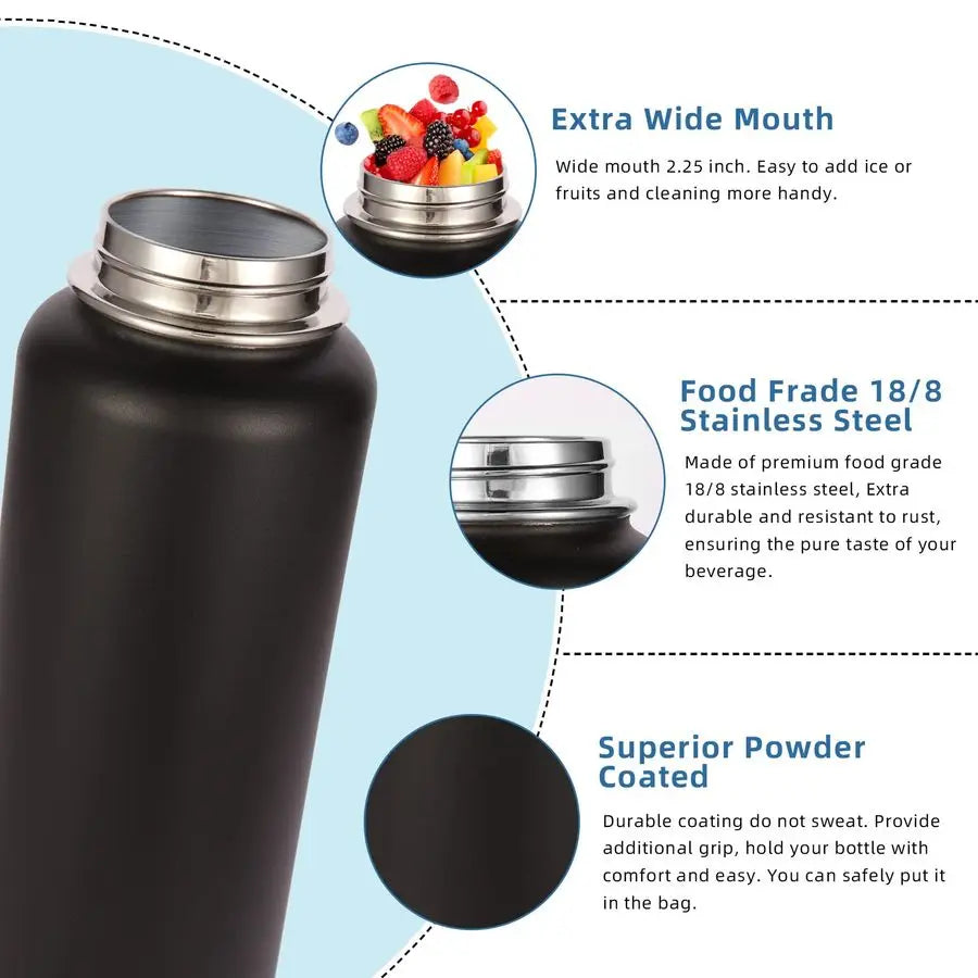 32oz Insulated Water Bottles Bulk 8 Pack with Straw Lid amp Spout Lid,Stainless Steel Sports Water Bottle,Double Wall Vacuum Cup