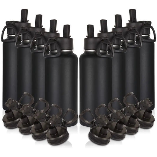 32oz Insulated Water Bottles Bulk 8 Pack with Straw Lid amp Spout Lid,Stainless Steel Sports Water Bottle,Double Wall Vacuum Cup