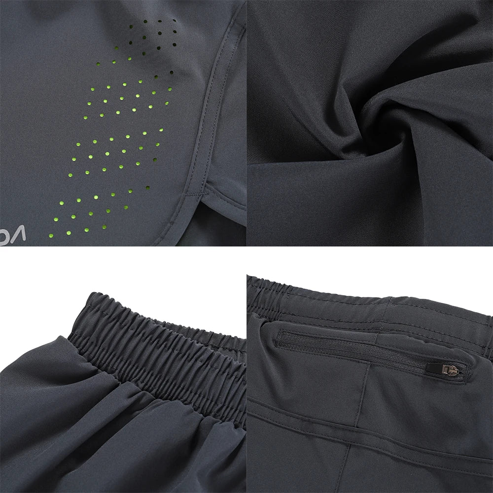 Lixada Men's 2-in-1 Running Shorts Quick Drying Breathable Active Training Exercise Jogging Cycling Shorts with Longer Liner