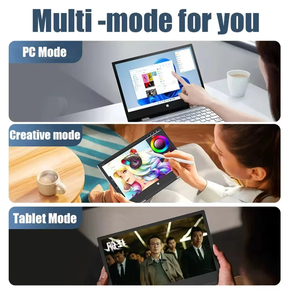 2 in 1 Laptop Computer Touch Screen 11.6" Intel Core i7-8500Y 8GB 1TB 2TB SSD Windows 11 Office Portable PC 360° Flip Notebook